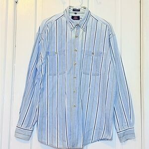 Vintage Dickies Classic Blue Striped Men's Button Up Shirt Large